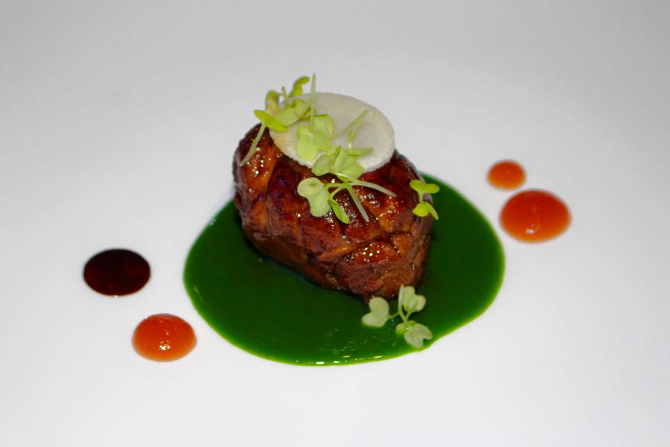 animella di vitello con crema di erbe e mela verde